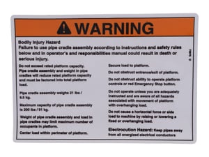 DECAL,WARNING, PIPE CRADLE