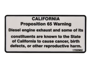 DECAL, WARNING PROP 65/DSL