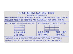 DECAL, 700 LB CAPACITY