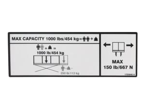 DECAL,CAPACITY 1000LB - 454KG