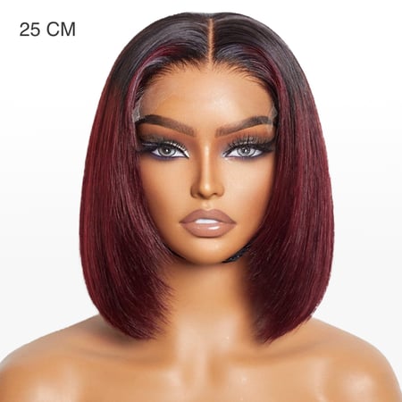 Ombre Perücken mit Highlights Seidig Gerade Leimlose 5x5 Spitzen Bob Perücke