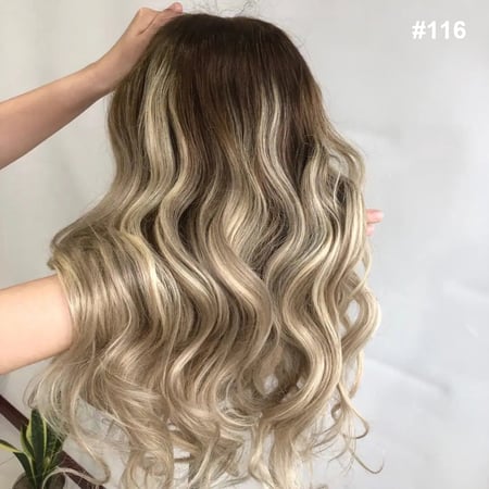 13x6" Echthaar Perücken Blonde Gewellte Lace Front Perücken