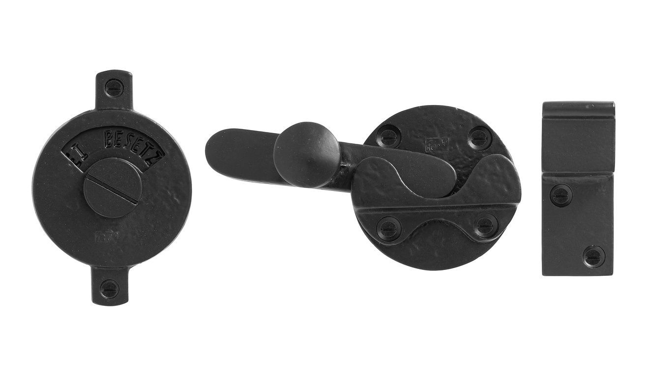 SET TOILETTE WC RETRO + HOOK  FER VIEILLI - NOIR (VO)   "D/E"