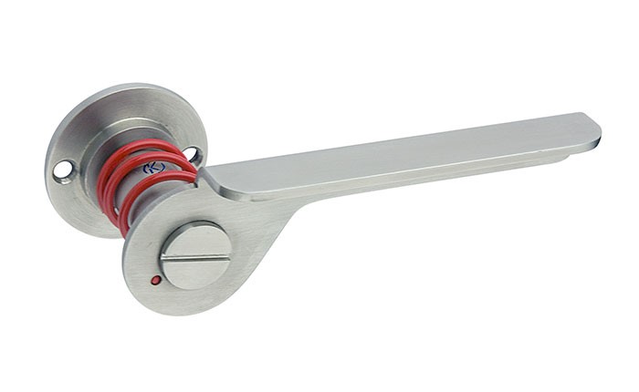 PAIR DOOR LEVER SVING  INOX SATIN (INOX S) RED SPRING