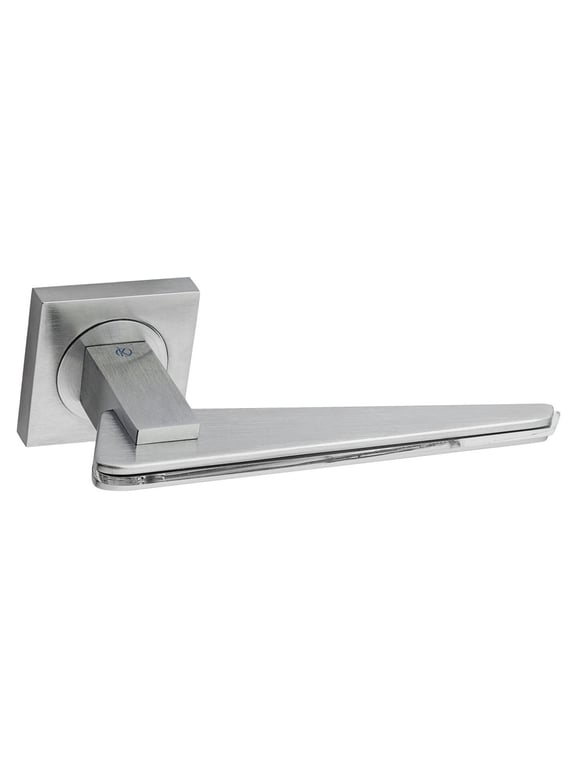 PAIR DOOR LEVER TRATTO QUADRA / Q11 CHROME SATIN / TRANSPARENT