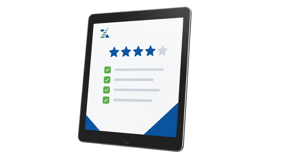 Tablet mit einem Feedback-Bogen