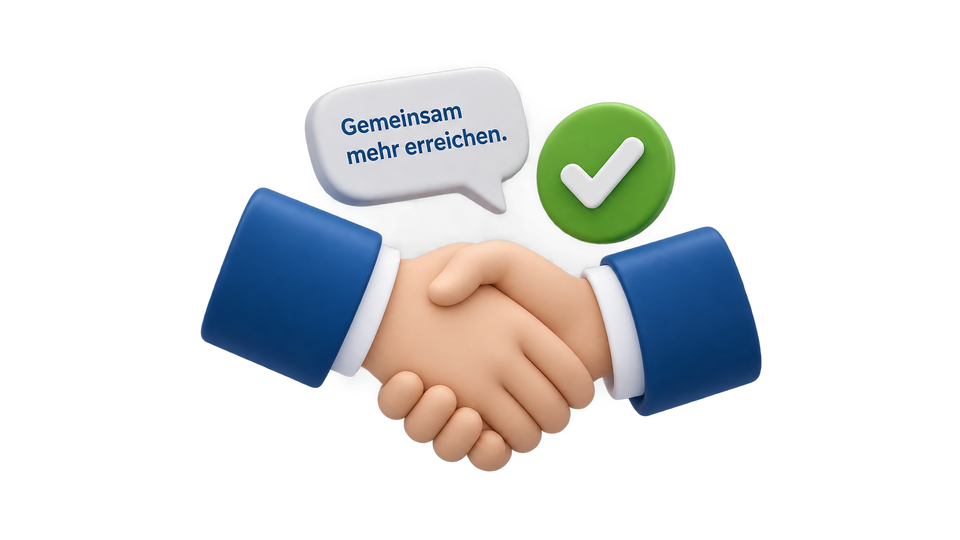Handschlag mit grünem Häkchen