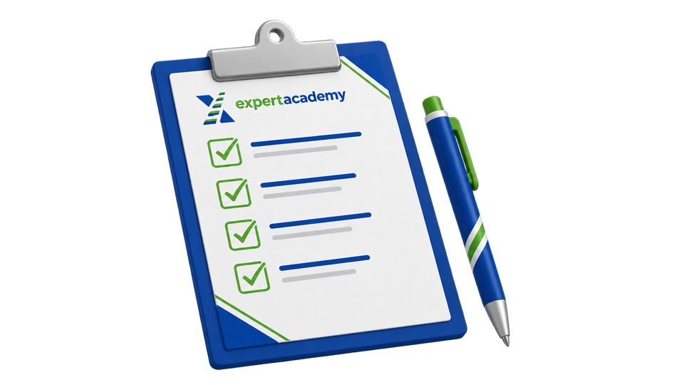 Klemmbrett mit Checkliste und Stift