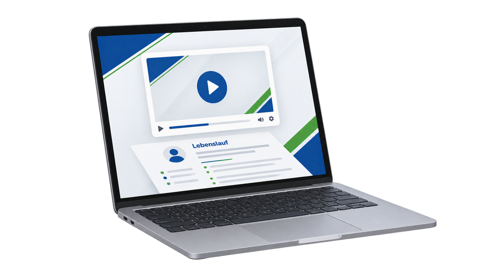 Laptop mit Video-Feedback zu einem Lebenslauf