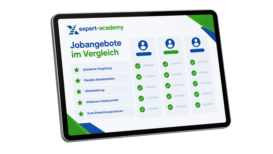 Tablet mit einer Vergleichstabelle für Jobangebote