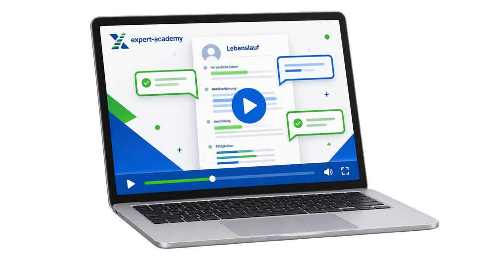 Laptop mit Video-Analyse eines Lebenslaufs