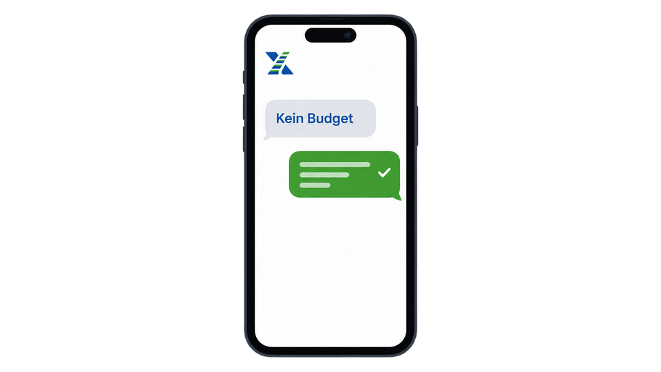 Smartphone mit dem Einwand Kein Budget und einer Antwort