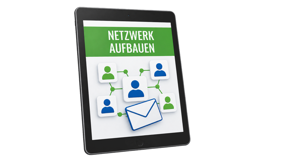 Netzwerk aus Profil-Kärtchen mit Briefumschlag