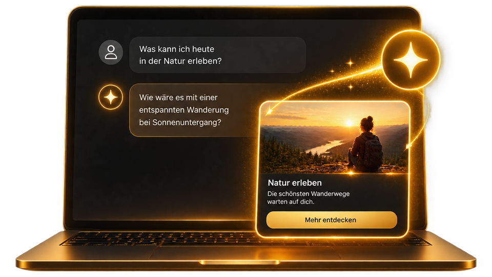 Laptop mit KI-Chat und einer Anzeige unter der Antwort