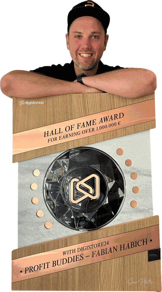 Fabian mit dem Digistore24 Hall-of-Fame-Award für über 1.000.000 € erwirtschafteten Umsatz