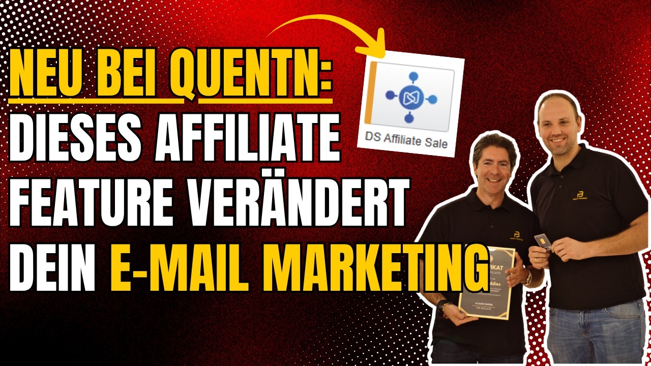 Vorschaubild des YouTube-Videos: Neu bei Quentn, dieses Affiliate Feature verändert dein E-Mail Marketing, mit Daniel und Fabian