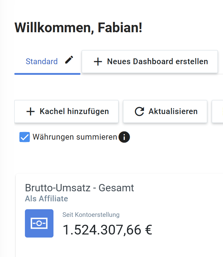 Screenshot aus Digistore24: 1.524.307,66 € Affiliate-Umsatz