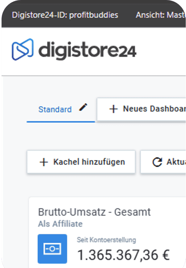 Echter Digistore24-Screenshot: Brutto-Affiliate-Umsatz 1.365.367,36€