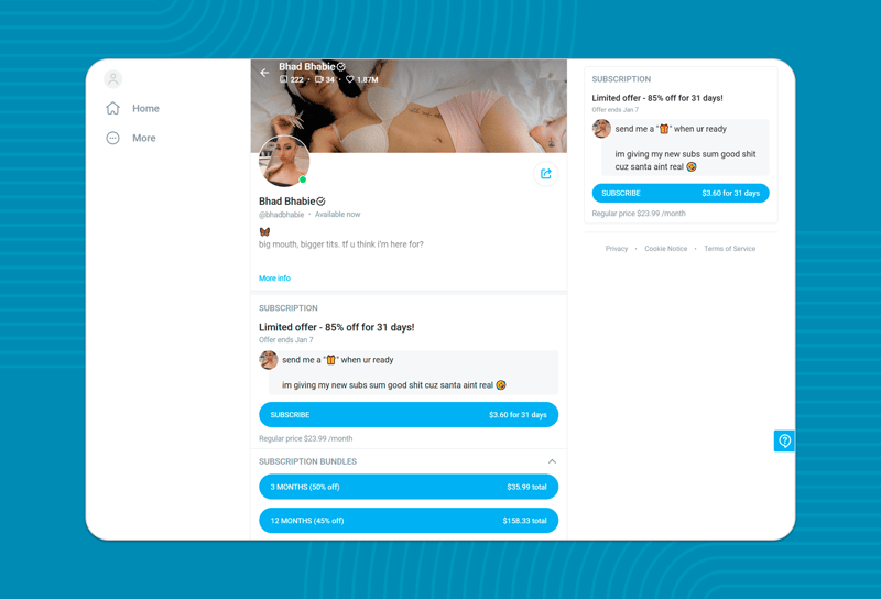 Bhad Bhabie's official OnlyFans account