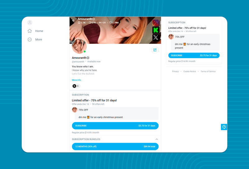 Amouranth's OnlyFans account