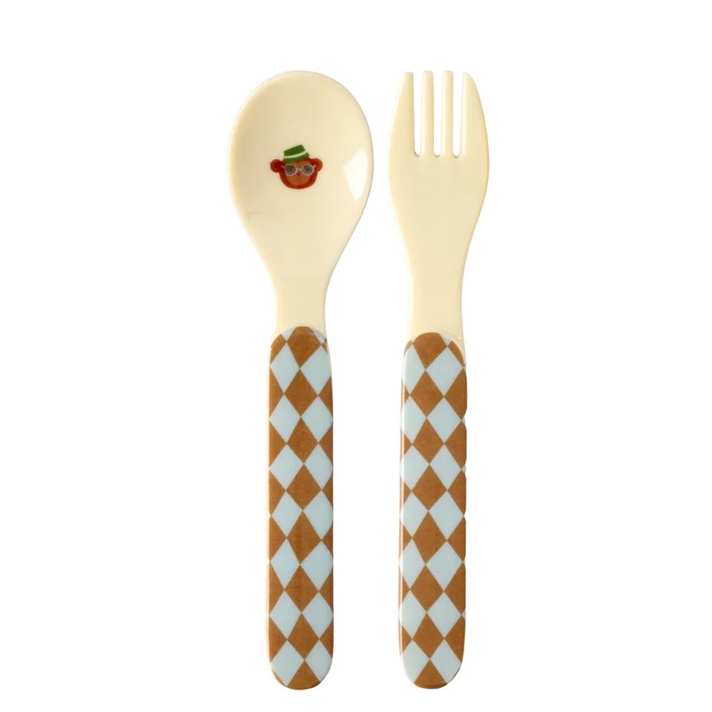 Rice Babylöffel und Gabel Music Band Print, blue