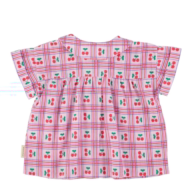 Piupiuchick Bluse mit Peter-Pan-Kragen, Lilac mit Cherry-Print 1