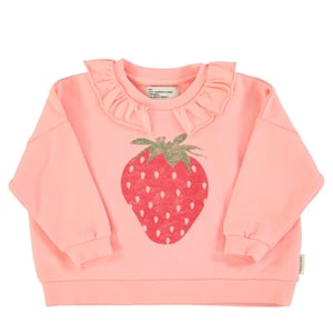 Piupiuchick Sweatshirt mit Kragen, light Pink mit Strawberry-Print