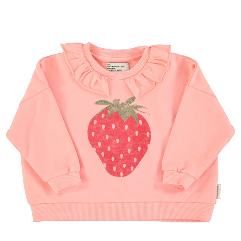 Piupiuchick Sweatshirt mit Kragen, light Pink mit Strawberry-Print