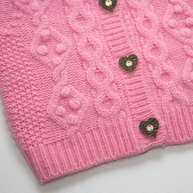 Papa Lobster Cardigan Strickjacke Charlotte, rosa+weiss 1