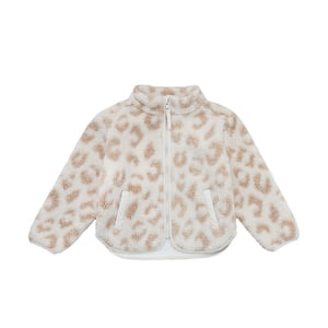 Leevje Leopard Print Teddy Jacke für Kinder, Leo