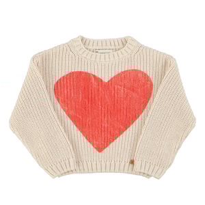 Piupiuchick Strickpullover, ecru mit heart print