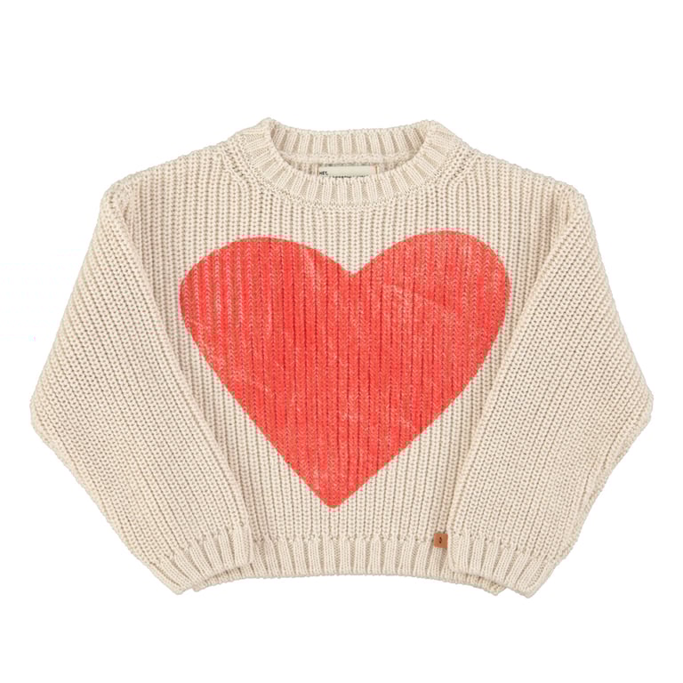 Piupiuchick Strickpullover, ecru mit heart print