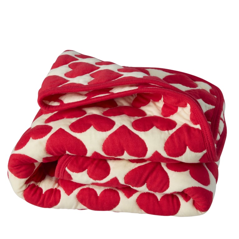 Rice Kleine Baumwoll-Steppdecke mit Herzmuster