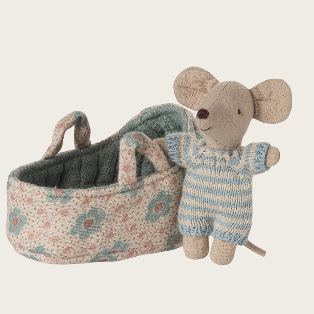 Maileg Babymaus in Tragetasche, Blau