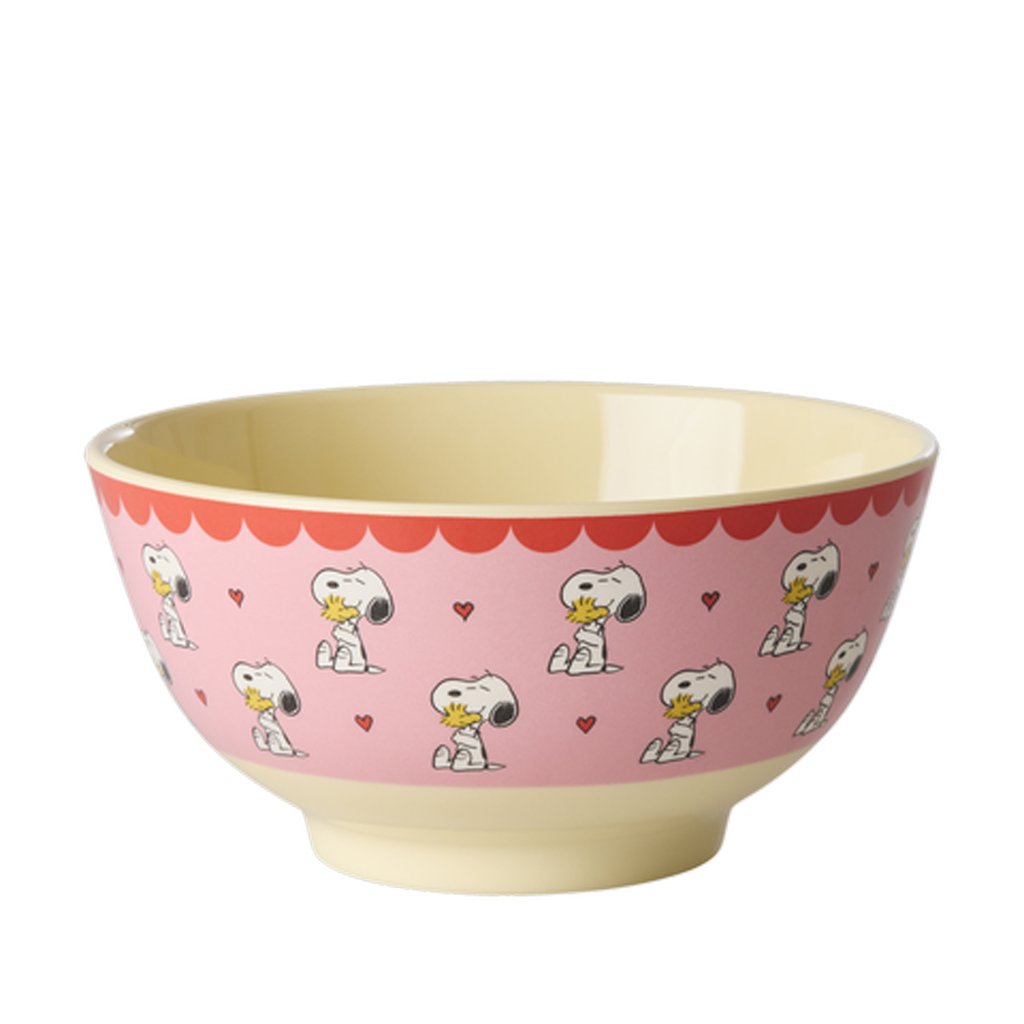 Rice x Peanuts Mittelgroße Melamin Schüssel mit Pink Snoopy Print
