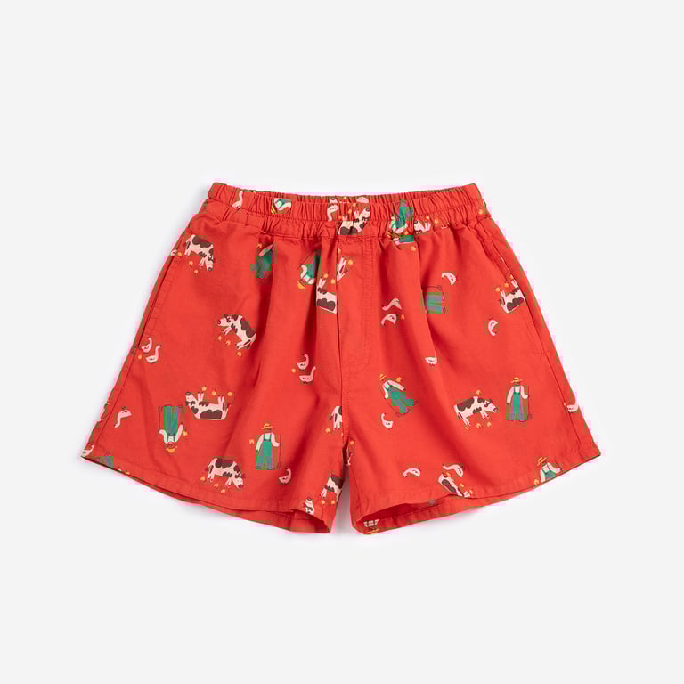 Bobo Choses Shorts Farm Adventure all over, red