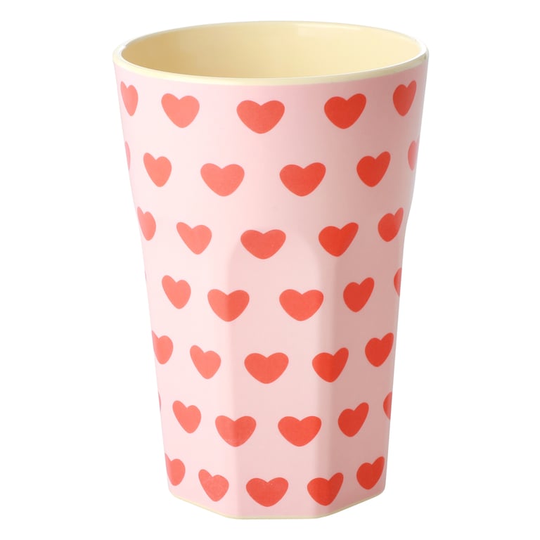 Rice Melamin Großer Becher Sweet Hearts Print, hellrosa