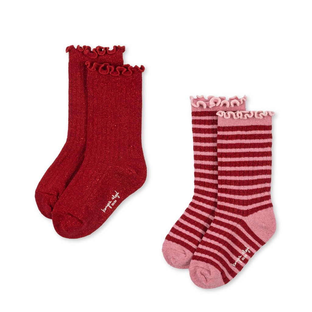Konges Sløjd Socken Glitter 2er Pack, Red stripe
