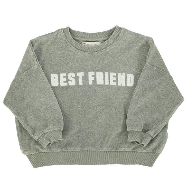 Piupiuchick Sweatshirt. washed green mit „Best Friend“-Print