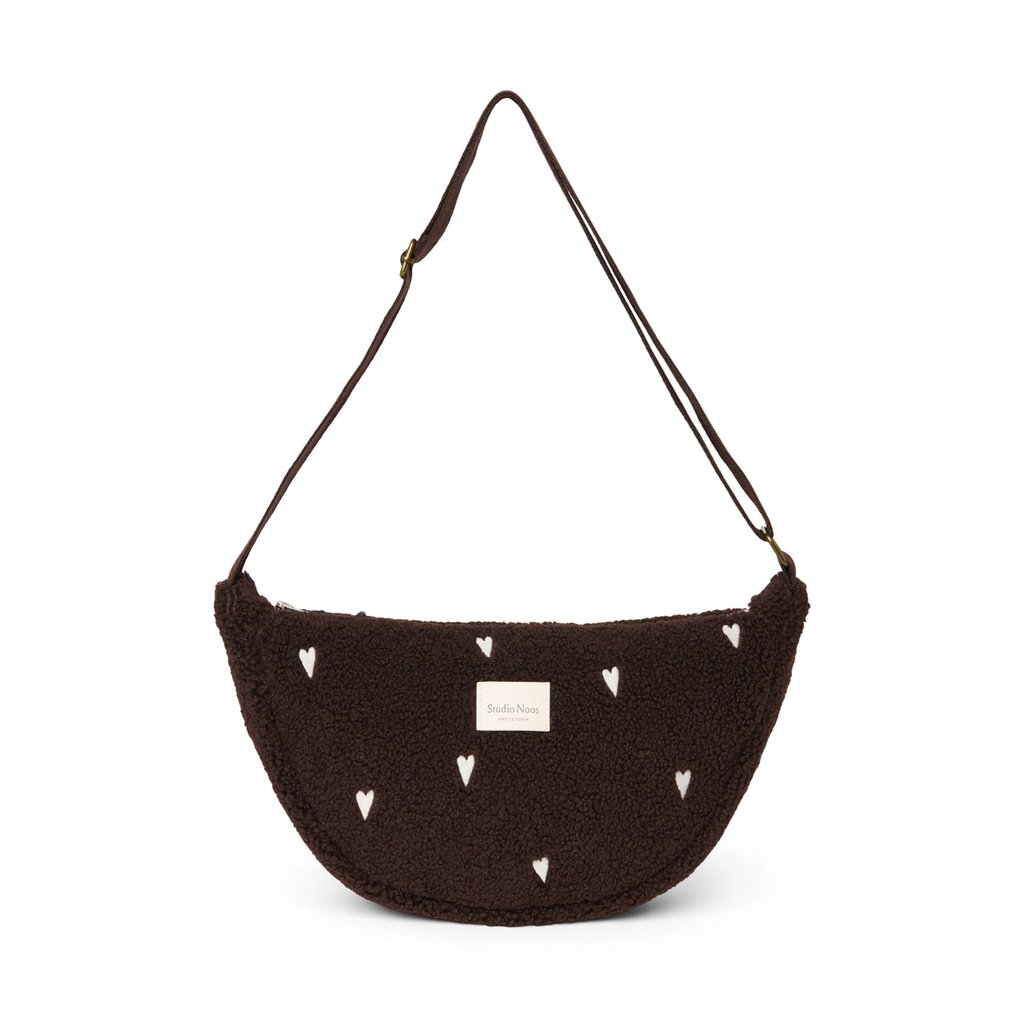 Studio Noos Adult Fanny Bag Teddy Pouch Hearts, chocolate
