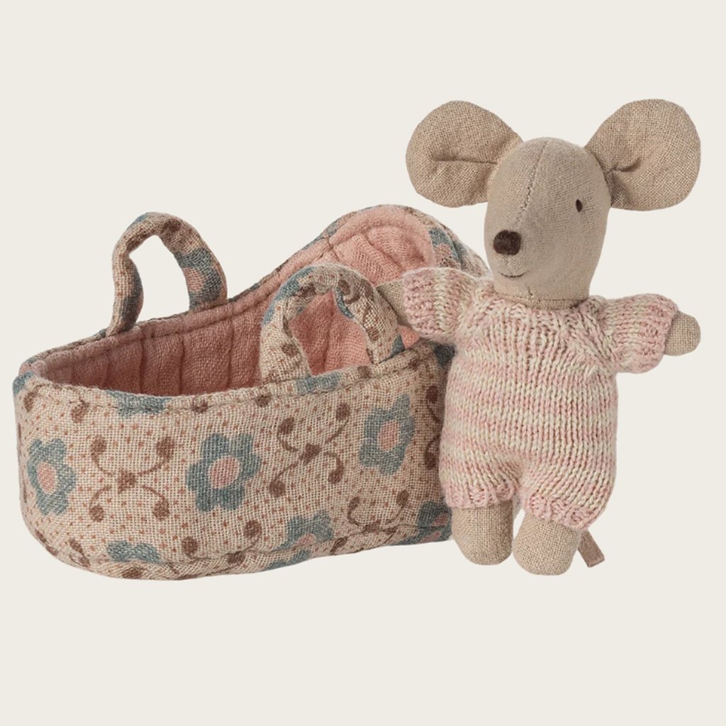 Maileg Babymaus in Tragetasche, Rose