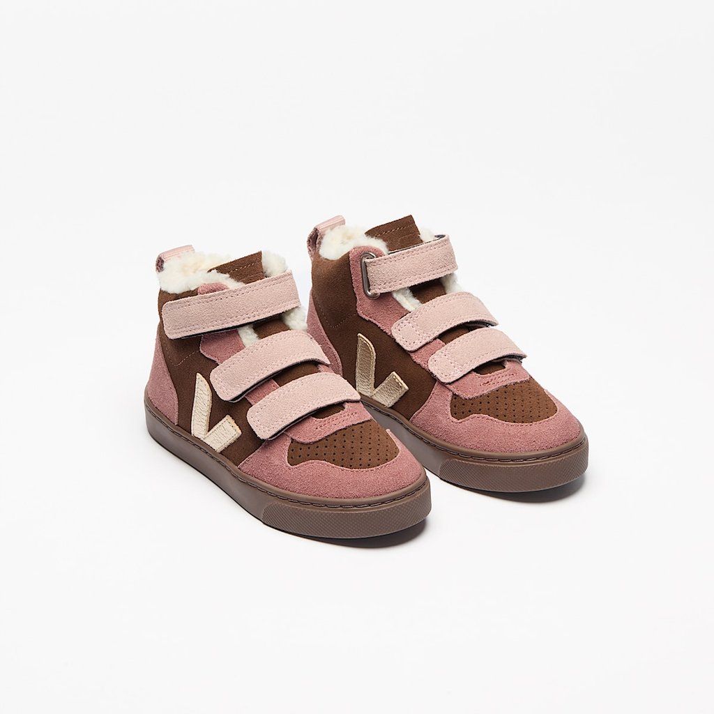 Veja Sneaker V-10 Mid Fured Suede, Walnut Platine Bark