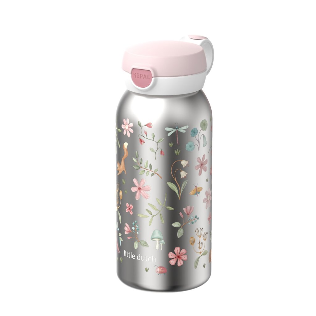 Mepal Edelstahl Trinkflasche Campus mit Klappdeckel 600 ml, Little Dutch Fairy Wonders