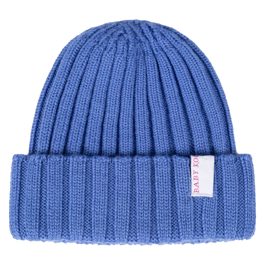 Baby Kochs Babymütze Ripp Merino blau