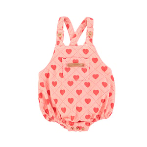 Piupiuchick Baby Romper, red hearts allover