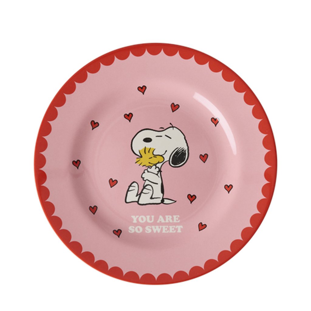 Rice x Peanuts Runder Beilagenteller mit Pink Snoopy Print