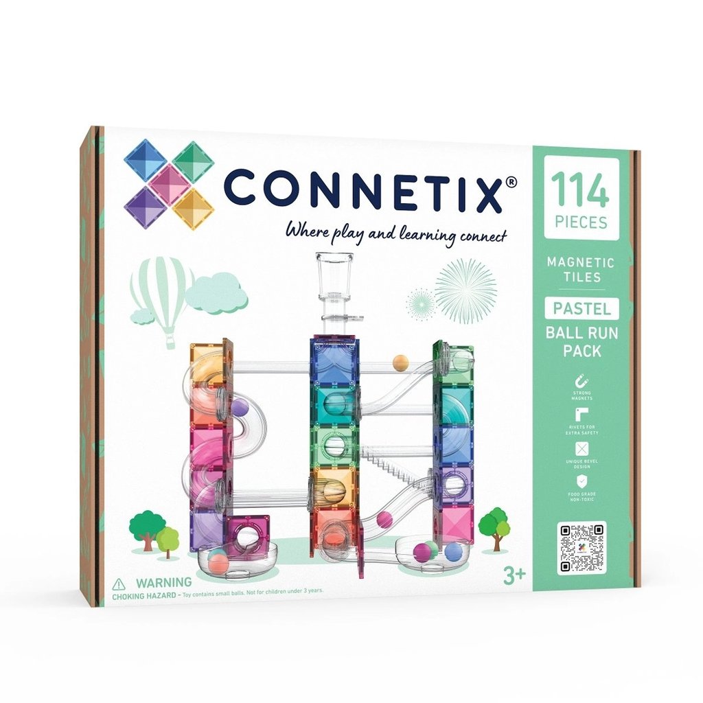 Connetix Magnet Bausteine Kugelbahn Pastel, 114-teilig