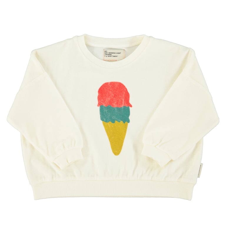Piupiuchick Sweatshirt, ecru mit ice cream print