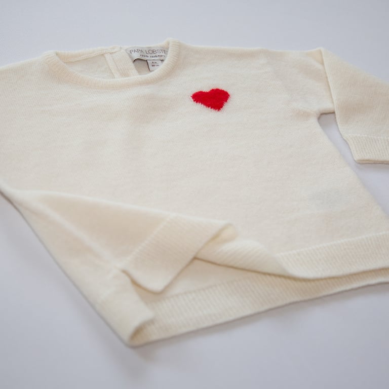 Papa Lobster Pullover Little Heart, naturweiß + rot 2