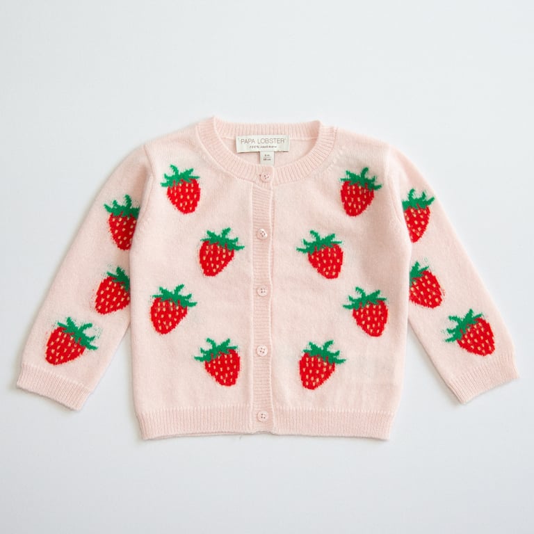 Papa Lobster Cardigan Strickjacke Strawberry, rosé + mehrfarbig